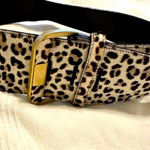 Etcetera Wide Cheetah Print Calf’s-Hair Belt M